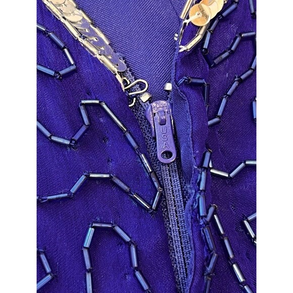 Vintage Formal Sequins Silk Beaded Dress Stenay 80’s Glamour Scallop Sleeves 14 - Picture 15 of 16